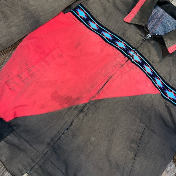 Vintage 90s Aztec Blanket Lined Carhartt Style Jacket - Picture 2 of 7